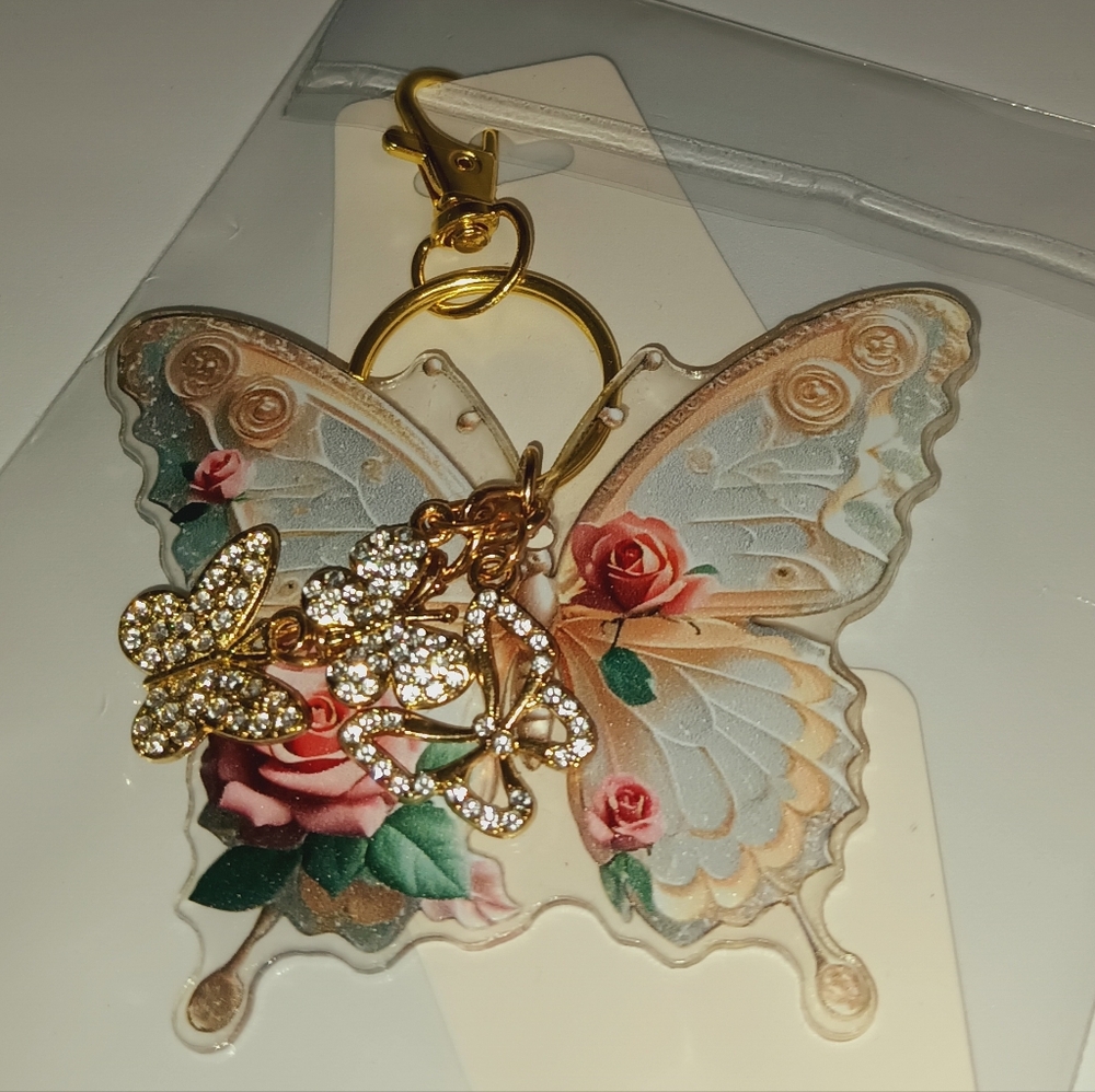 Elegant Butterfly and Rose Key Holder